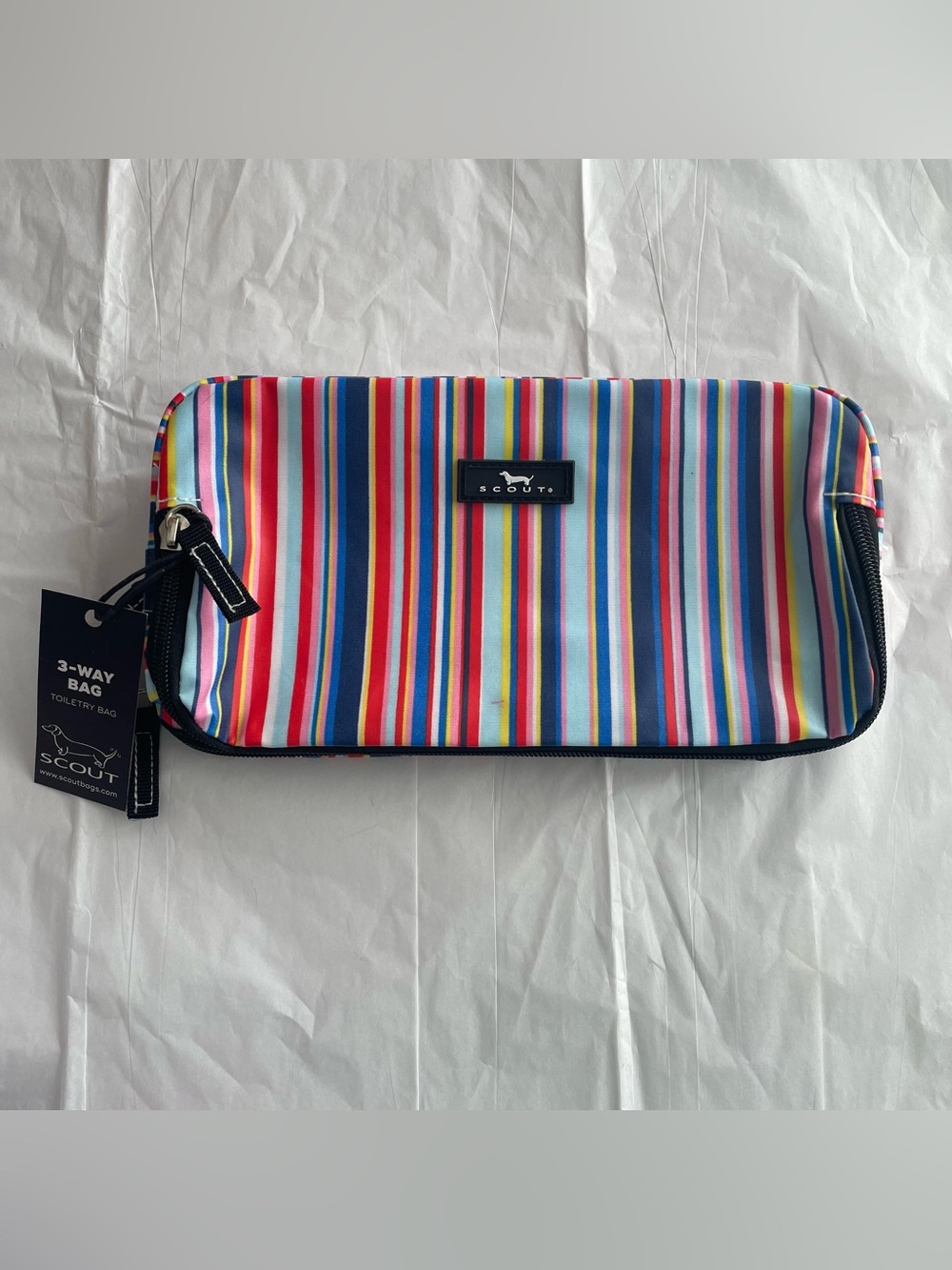 Scout 3-Way Bag Toiletry Bag Line and Dandy Colorful Stripe Print NEW WITH TAGS